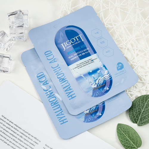 Jigott Hyaluronic Acid Real Ampoule Mask, Deep Hydration, Skin Elasticity