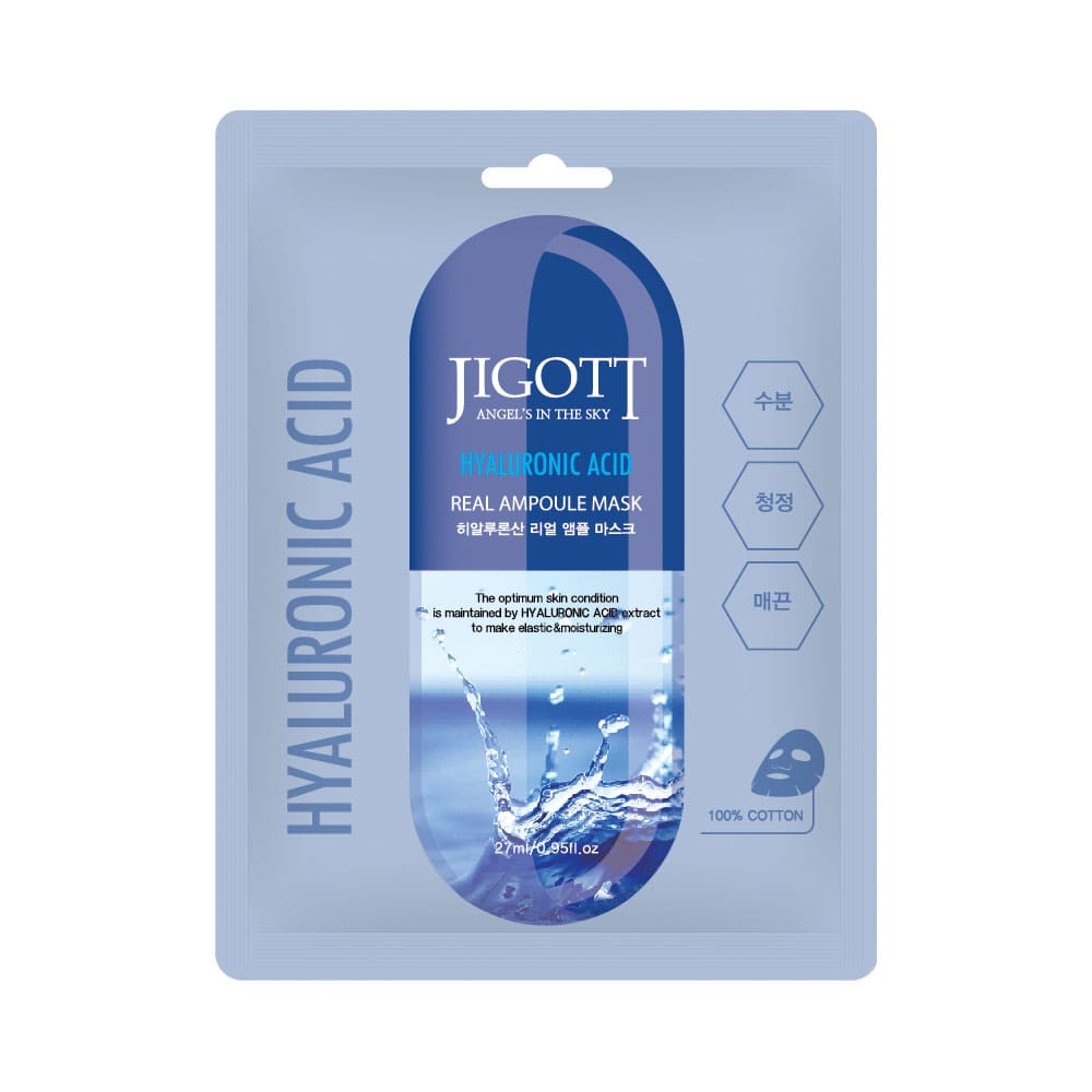 Jigott Hyaluronic Acid Real Ampoule Mask, Deep Hydration, Skin Elasticity