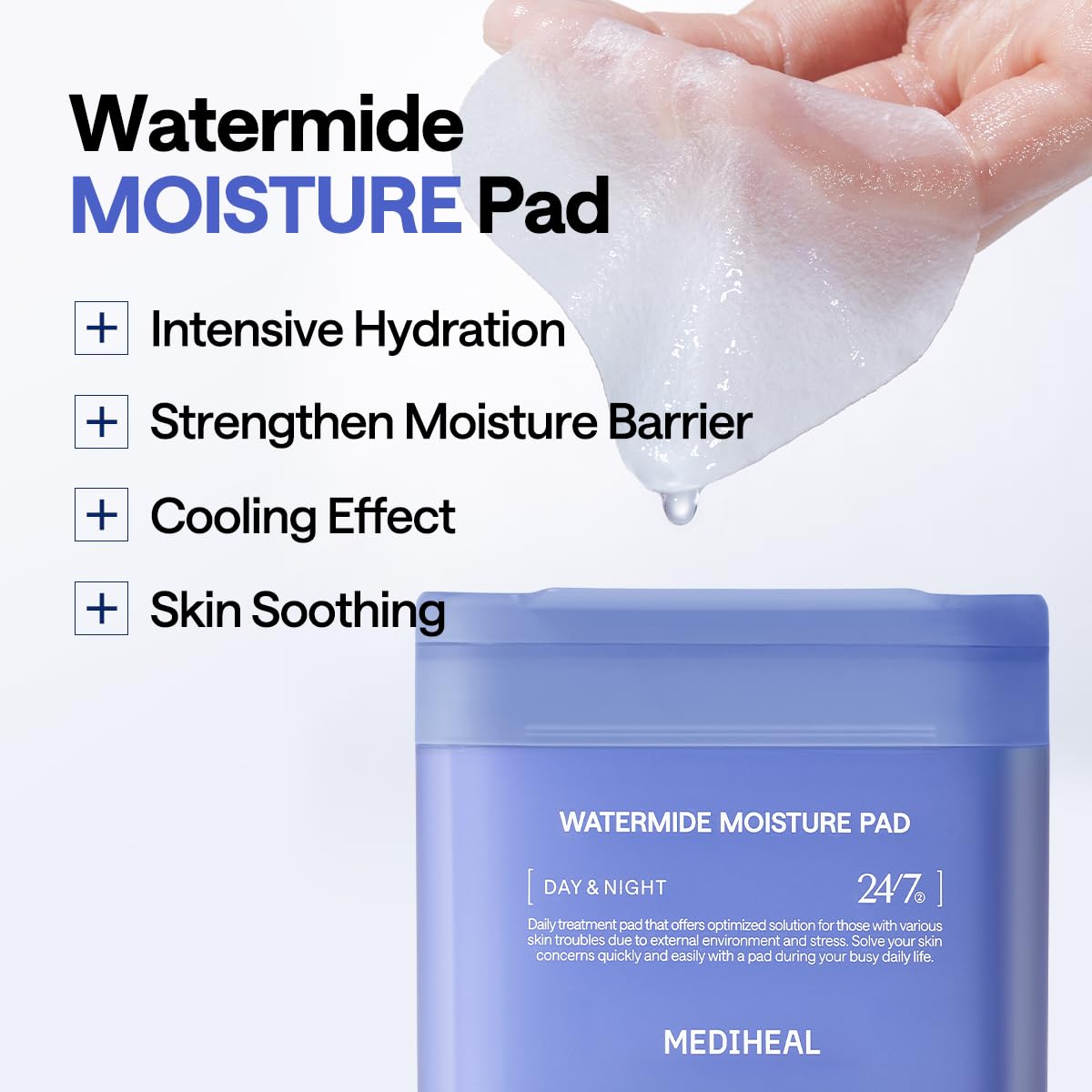Mediheal Watermide Moisture Toner Pad – Hydrating Vegan Pads with Glacial Water & Forget-Me-Not Flower