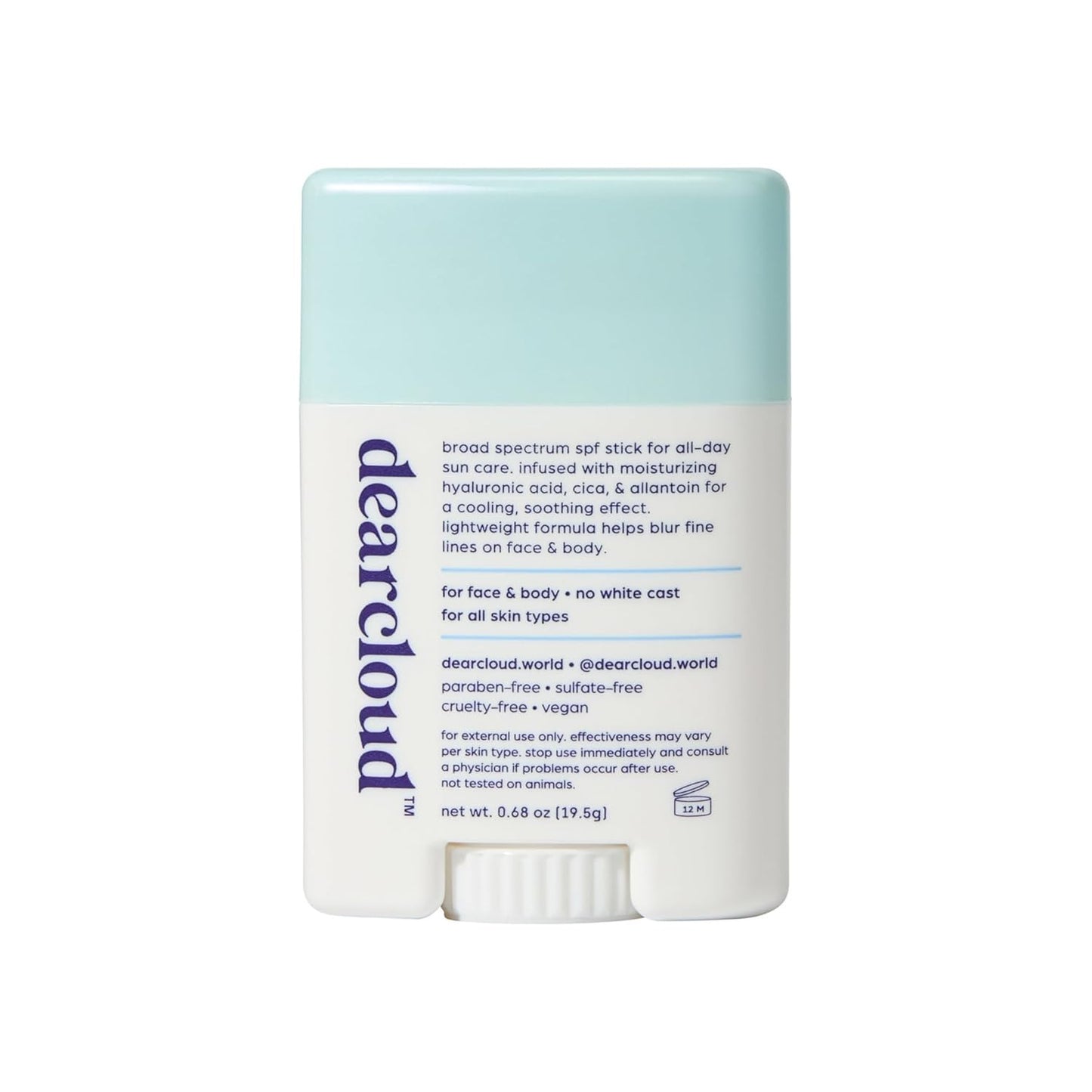 Dearcloud – Sunny Defense Sunscreen Stick SPF 50+ PA++++ – Vegan Korean Face Sunscreen with Hyaluronic Acid & Cica – Travel Size