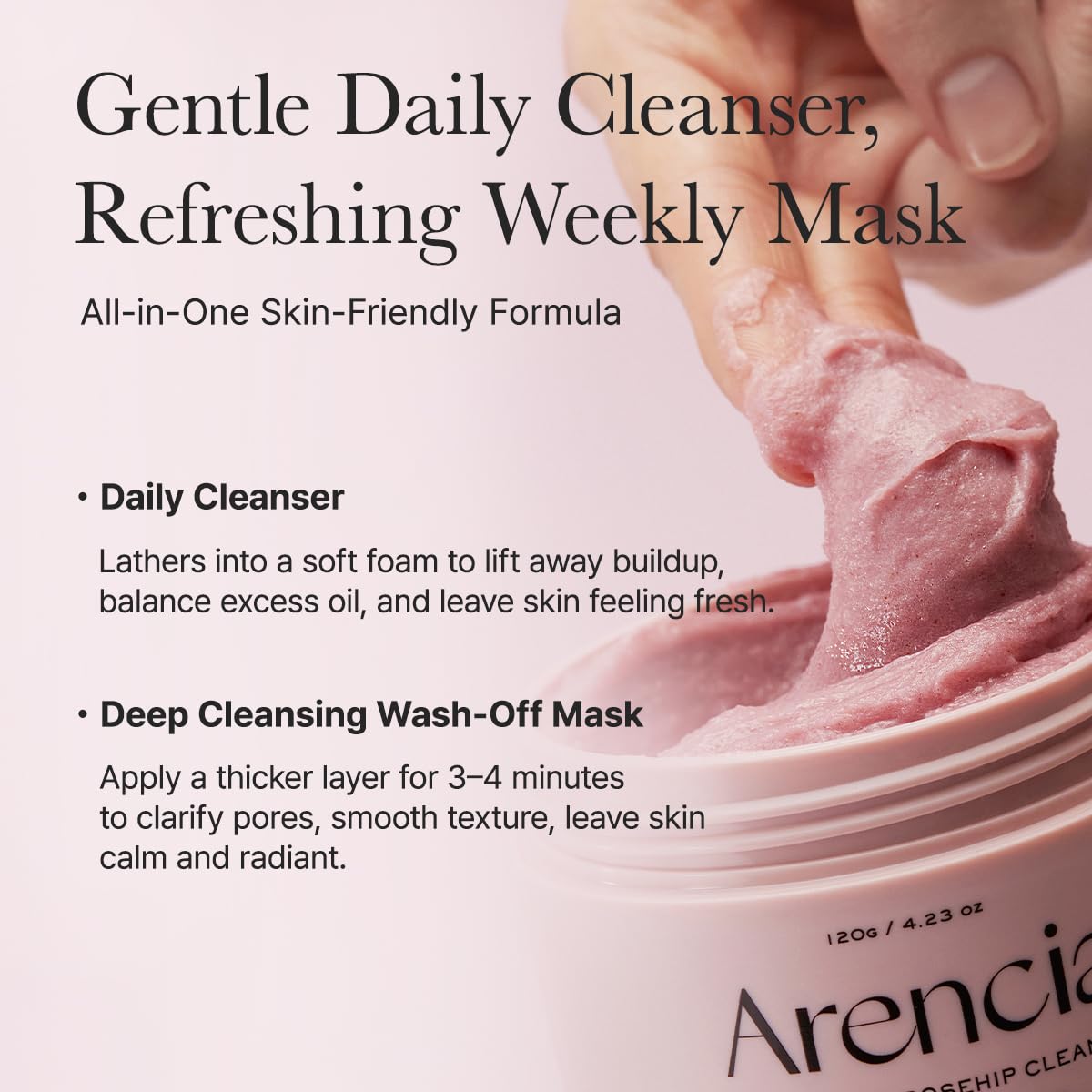 Arencia Fresh Rosehip Rice Mochi Cleanser 4.23oz