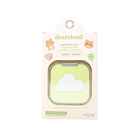 Dearcloud Purrfectly Pure Blemish Patches (24ct + Compact Case) - Hydrocolloid Acne Spot Treatment with Salicylic Acid & Tea Tree