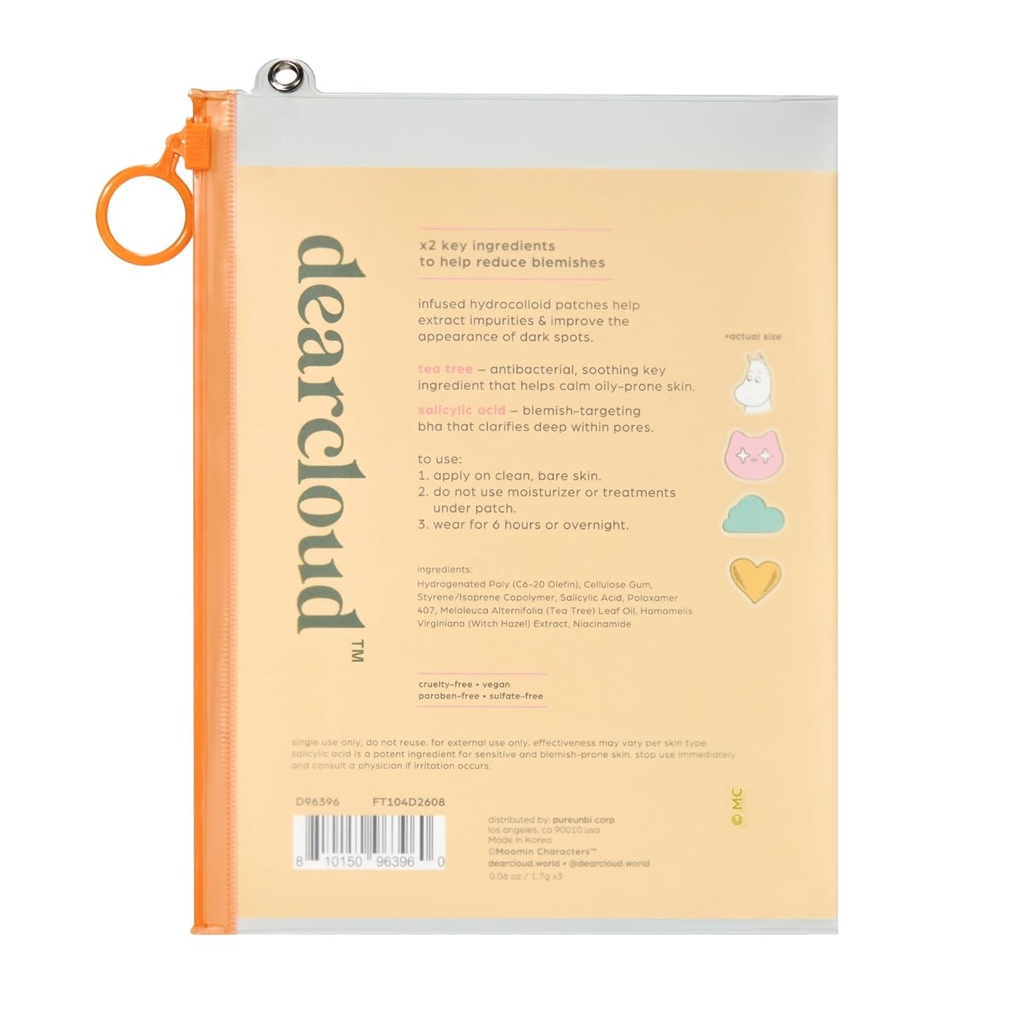 Dearcloud x Moomin Blemish Patch — 36ct Acne Spot Treatment with Salicylic Acid