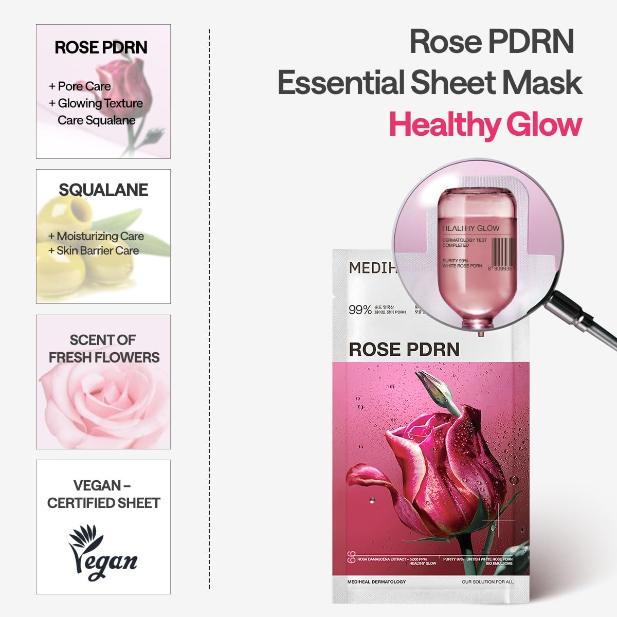 Mediheal Rose Pdrn Essential Mask (Pack of 4)