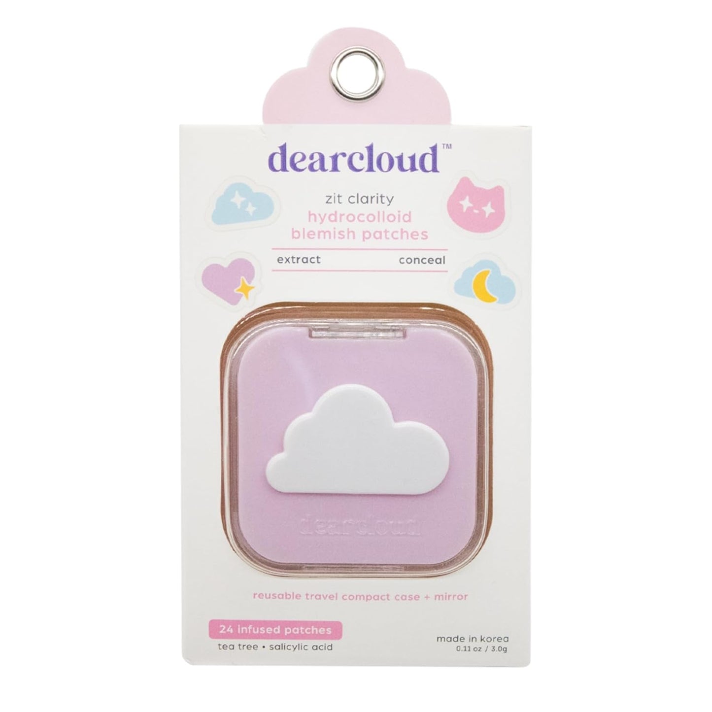 Dearcloud – Zit Clarity Blemish Patches (24ct + Compact Case) – Hydrocolloid Acne Spot Treatment with Salicylic Acid & Tea Tree
