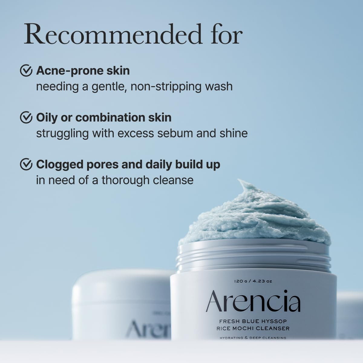 Arencia Fresh Blue Hyssop Rice Mochi Cleanser 4.23oz