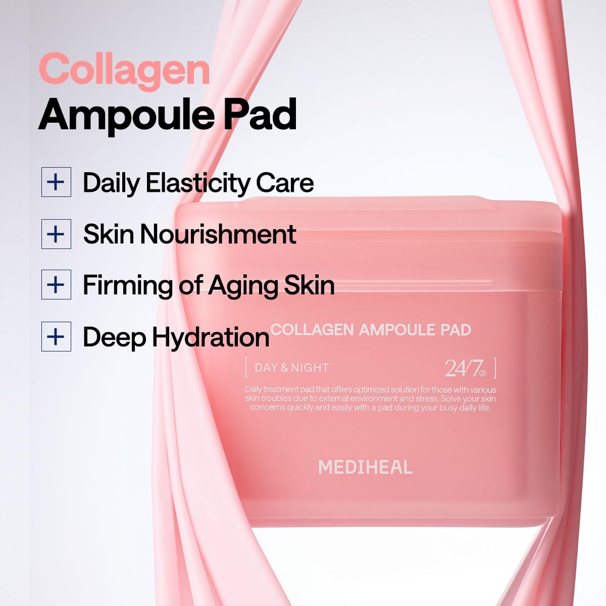 Mediheal Collagen Ampoule Toner Pad – Firming Vegan Pads with Collagen & Ceramide for Wrinkle Care