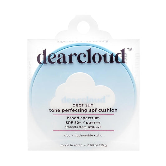 Dearcloud Dear Sun Perfecting SPF Cushion — Color-Adapting Zinc + Cica Sunscreen
