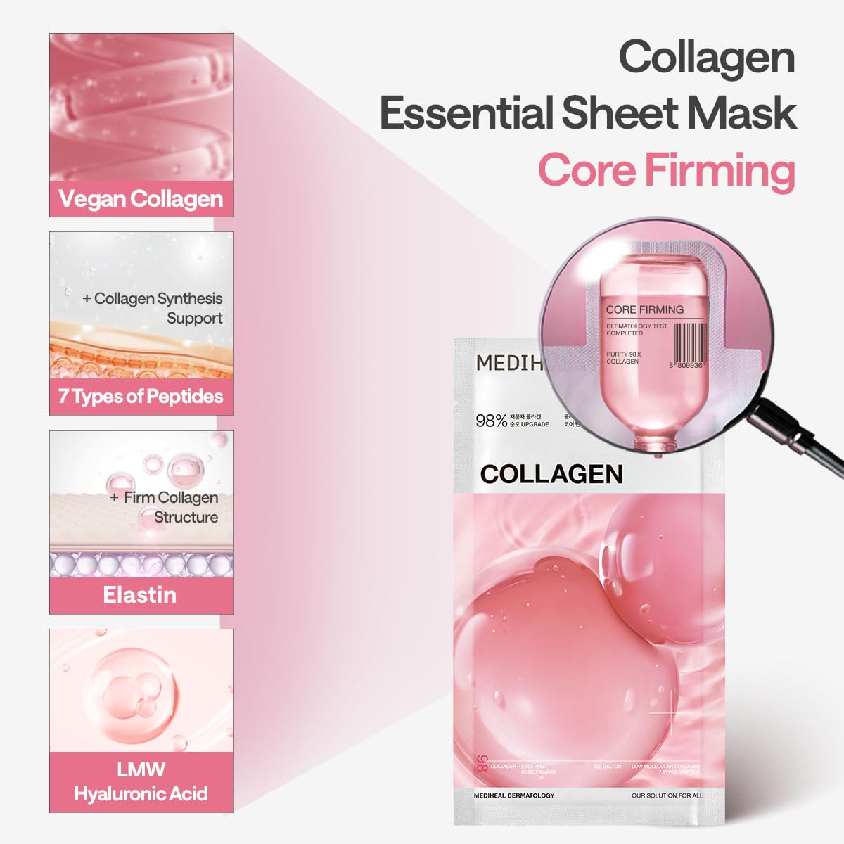 Mediheal Collagen Essential Mask – Hydrogel Sheet Mask with Collagen & Milk Protein for Lifting & Firming