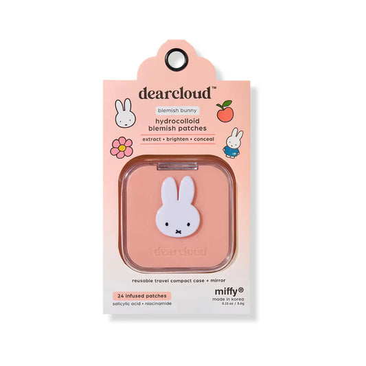 Dearcloud x Miffy Blemish Bunny Hydrocolloid Blemish Patches (24ct + Compact Case) - Hydrocolloid Acne Spot Treatment with Niacinamide & Salicylic Acid