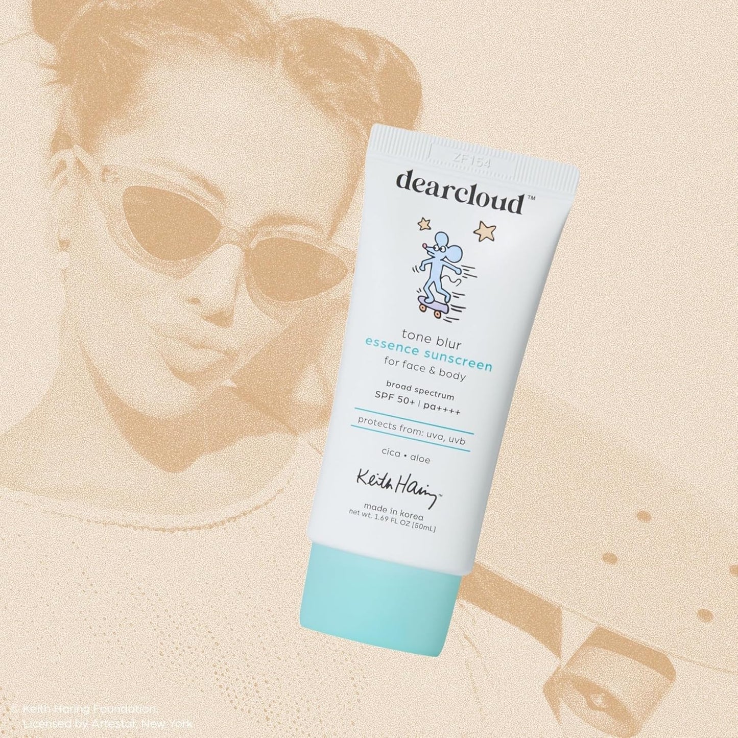 Dearcloud x Keith Haring Tone Blur Essence Sunscreen SPF 50 — Vegan Primer + UV Protection