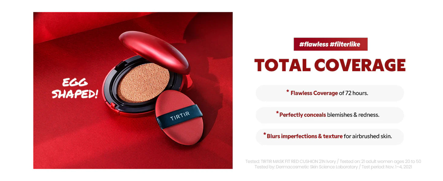 TIRTIR Mask Fit Red Cushion Foundation (Full size), Long-Lasting Radiant Coverage