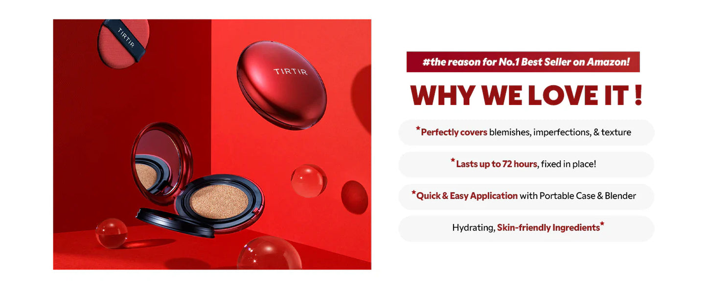 TIRTIR Mask Fit Red Cushion Foundation (Full size), Long-Lasting Radiant Coverage
