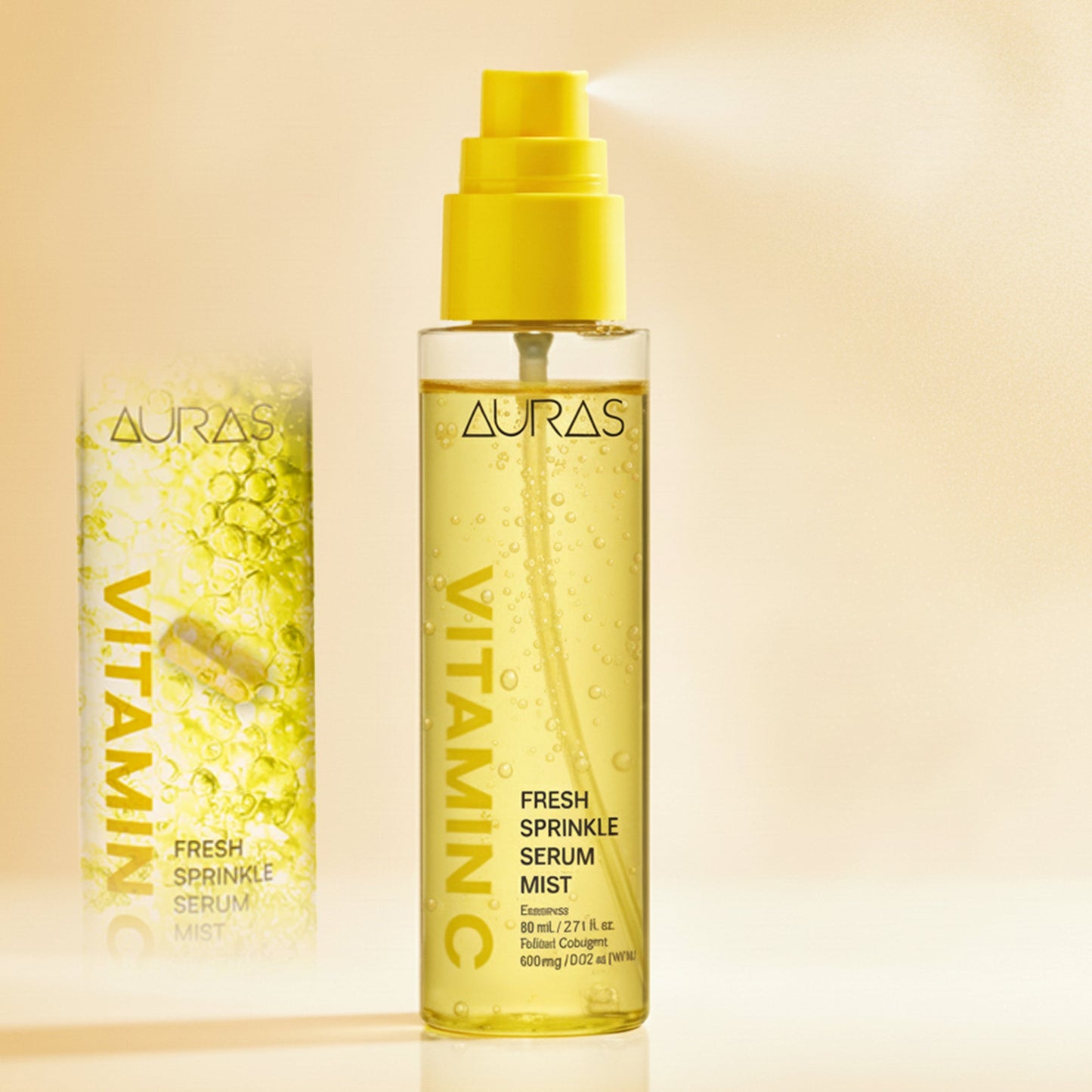 AURAS Fresh Sprinkle Serum Mist 60ml – Oxygen Bubble Glow Mist with Bakuchiol, Collagen, Vitamin C, Glutathione