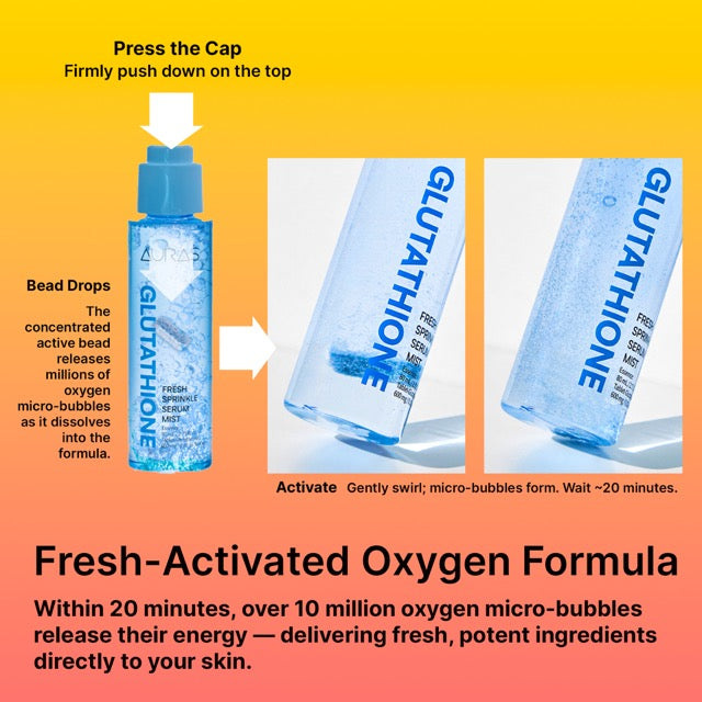 AURAS Fresh Sprinkle Serum Mist 60ml – Oxygen Bubble Glow Mist with Bakuchiol, Collagen, Vitamin C, Glutathione