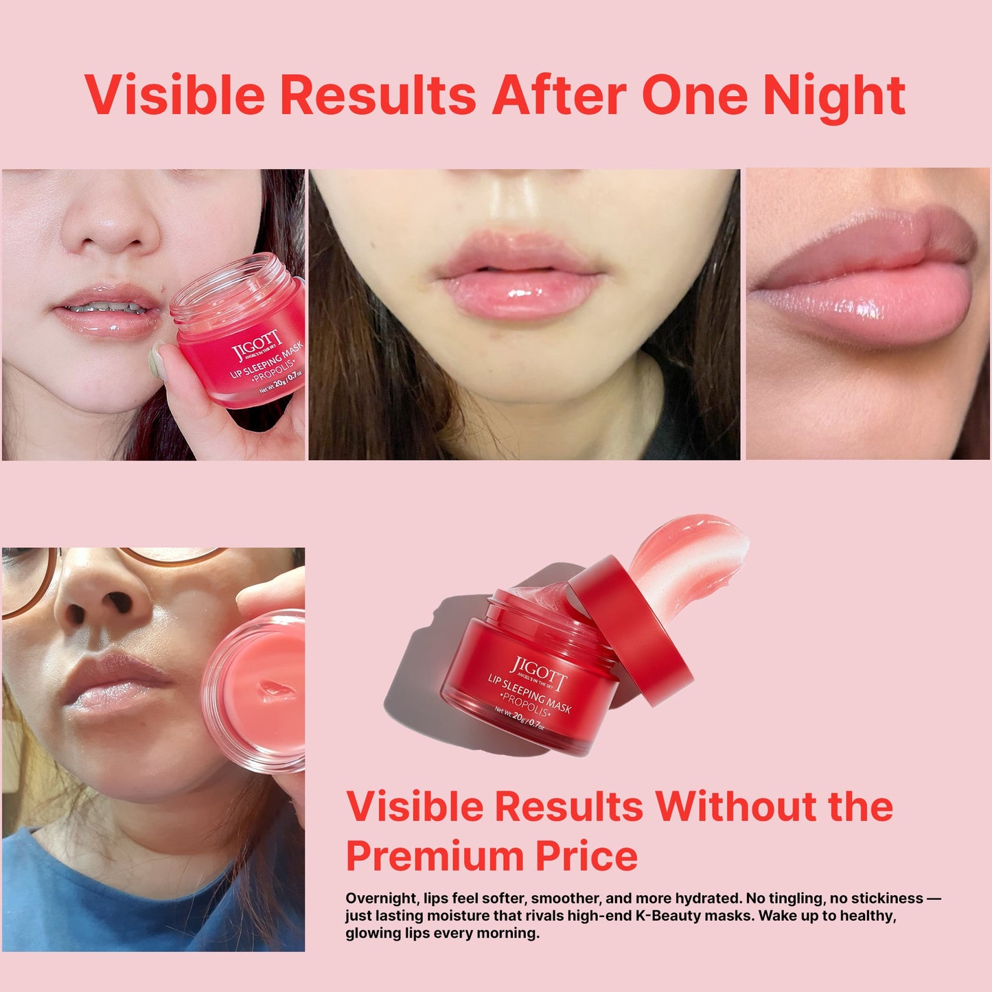 Jigott Lip Sleeping Mask — Overnight Lip Moisture Treatment with Berry Extract