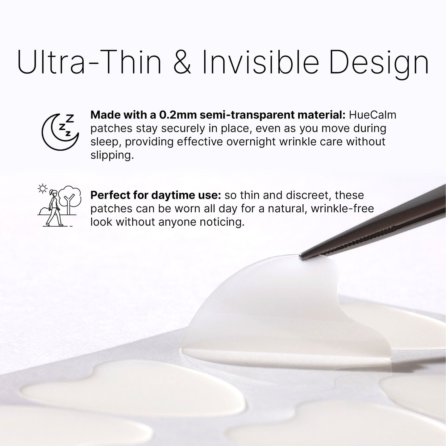 Ultra-thin transparent wrinkle patch material – 0.2mm design for overnight and daytime invisible lifting care