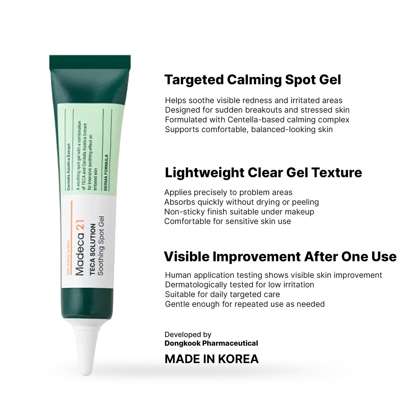 MADECA21 TECA Solution Soothing Spot Gel 15ml – Rapid Calming Spot Care with TECA & Centella