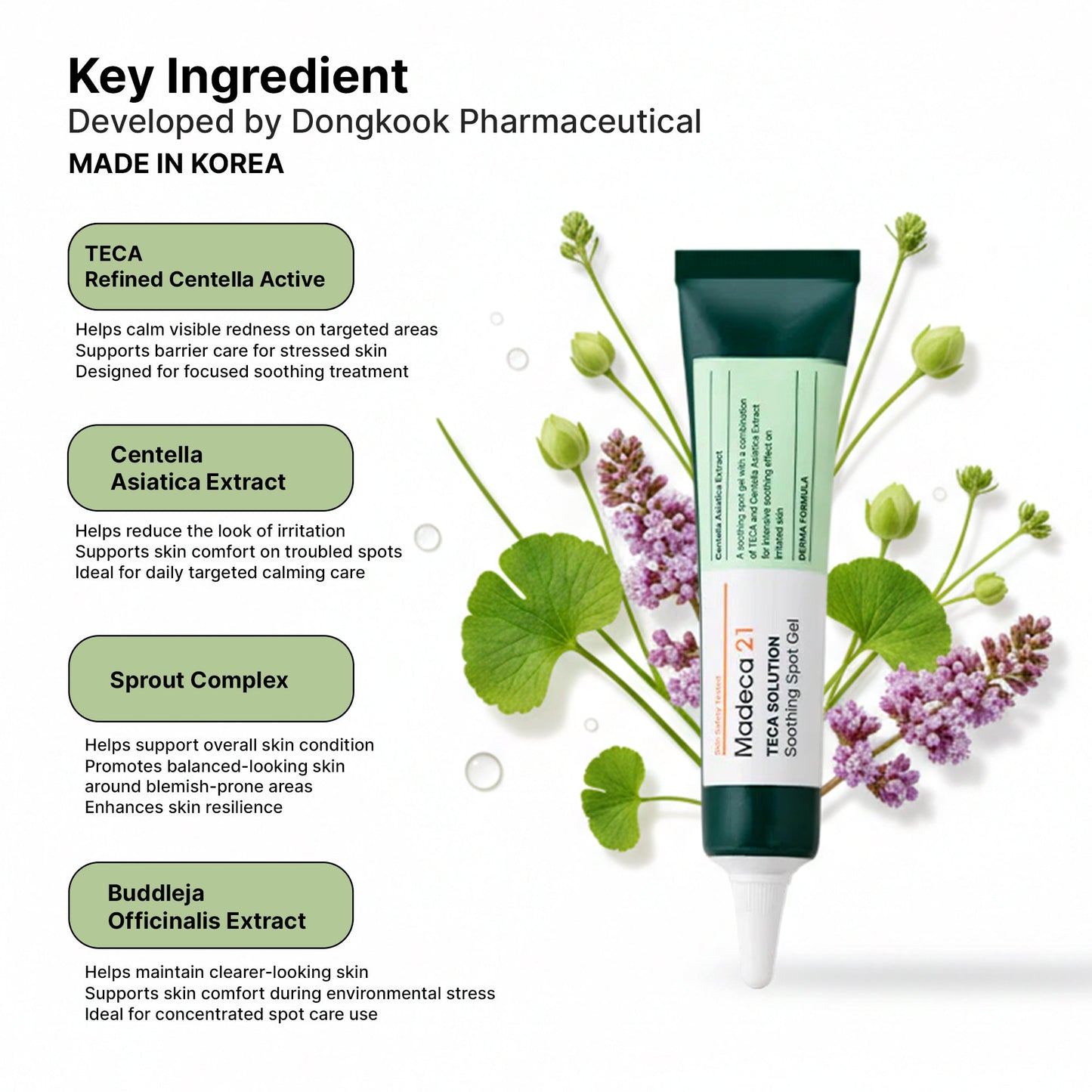 MADECA21 TECA Solution Soothing Spot Gel 15ml – Rapid Calming Spot Care with TECA & Centella