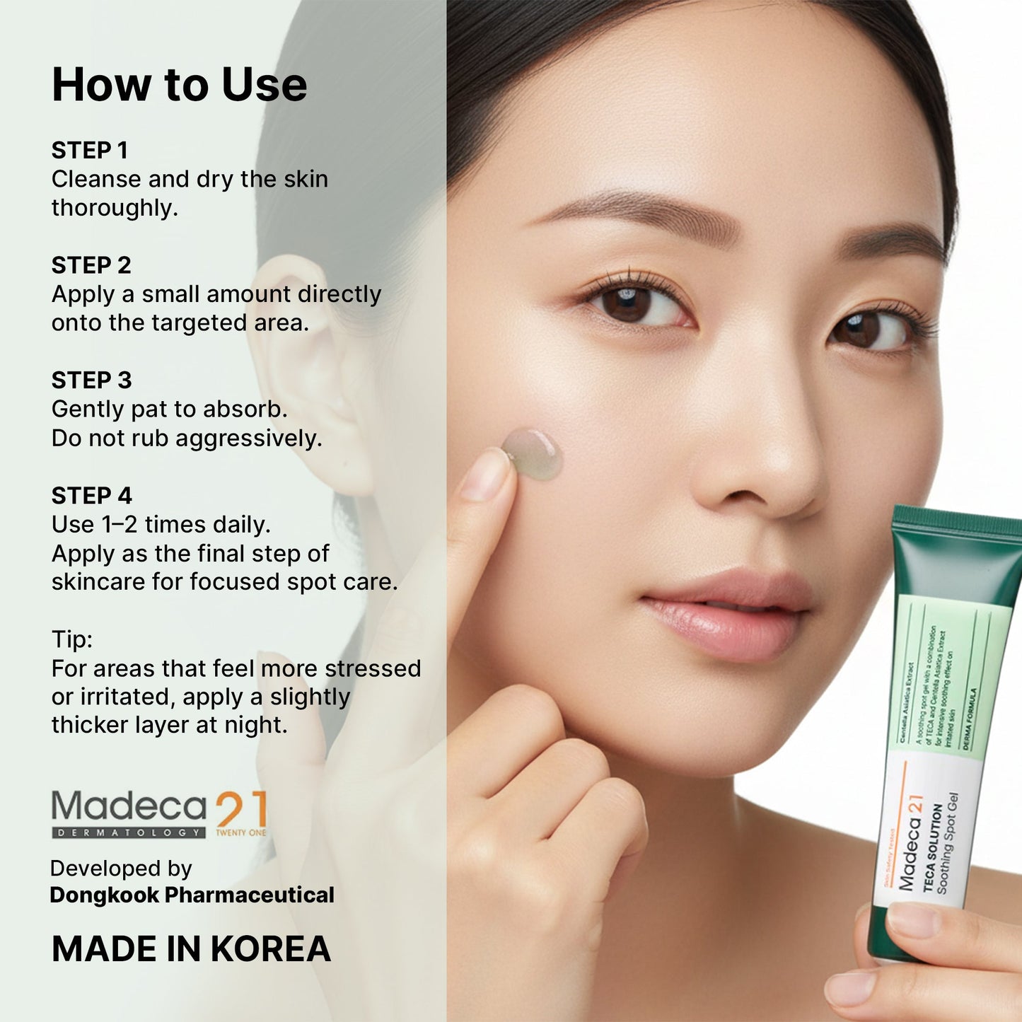MADECA21 TECA Solution Soothing Spot Gel 15ml – Rapid Calming Spot Care with TECA & Centella