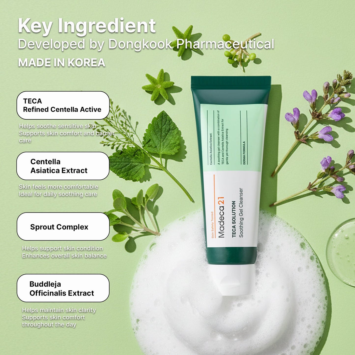 MADECA21 TECA Solution Soothing Gel Cleanser 100ml – TECA & Centella Calming Facial Cleanser