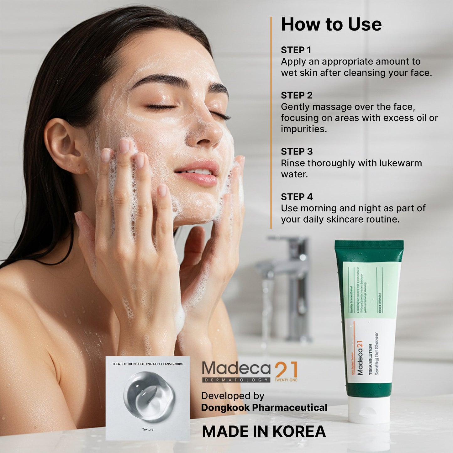 MADECA21 TECA Solution Soothing Gel Cleanser 100ml – TECA & Centella Calming Facial Cleanser