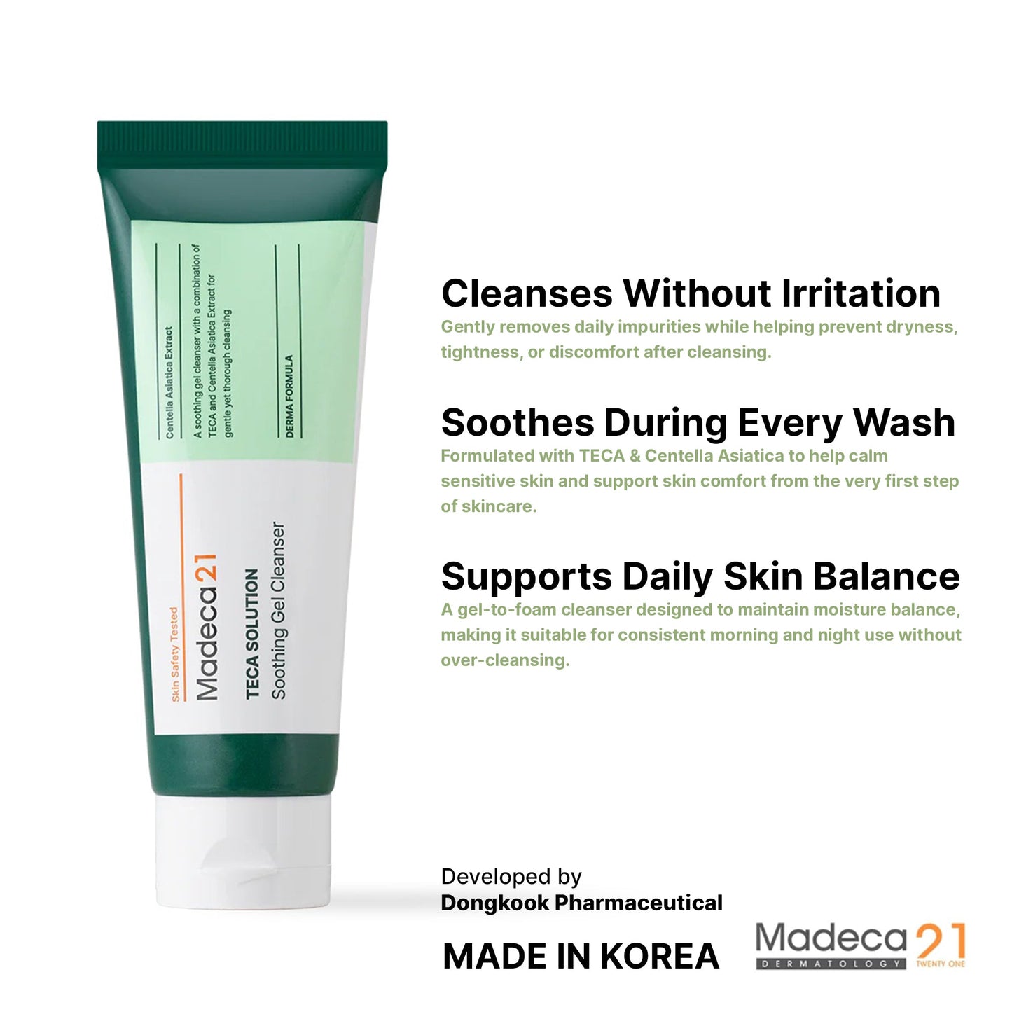 MADECA21 TECA Solution Soothing Gel Cleanser 100ml – TECA & Centella Calming Facial Cleanser